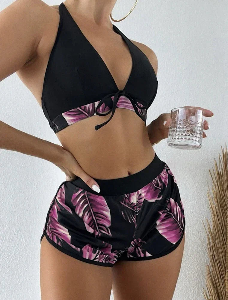 Women 2025 New Sexy Halter Bikini 3 Piece Set