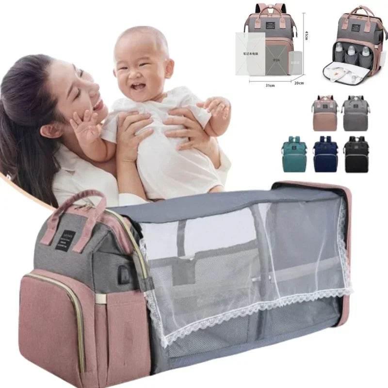 New Multifunctional Mother and Baby Bag Mom Bag Bottle Backpack Folding Sleeping Changing Bag Diaper Backpack - Empire P.E