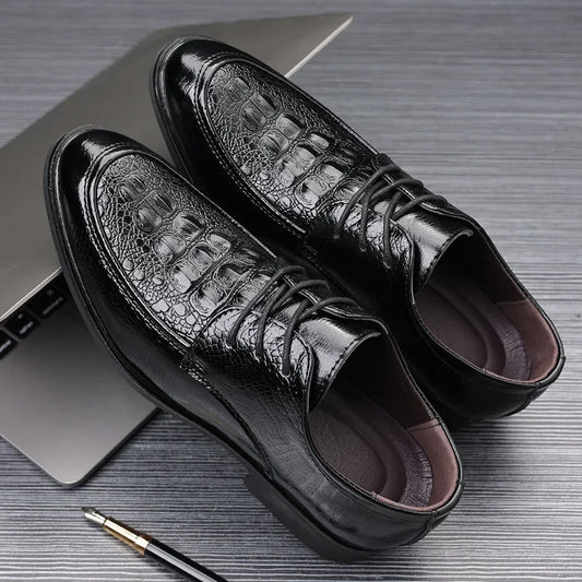 Casual Business Shoes for Men Crocodile PU Leather Dress Shoes - Empire P.E