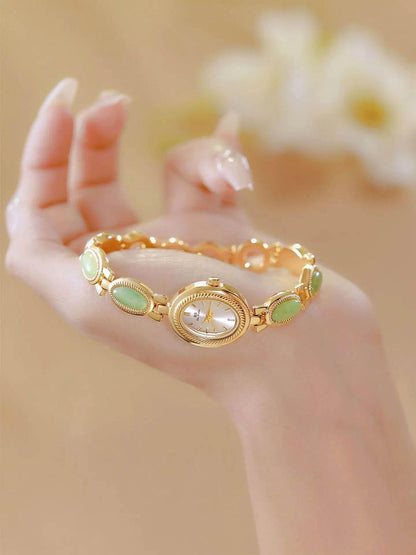 UTHAI Women's Watch Ladies Bracelet Luxury Brand Waterproof Retro Natural Dongling Stone Hotan Jade Advanced Chain Watches Gift - Empire P.E