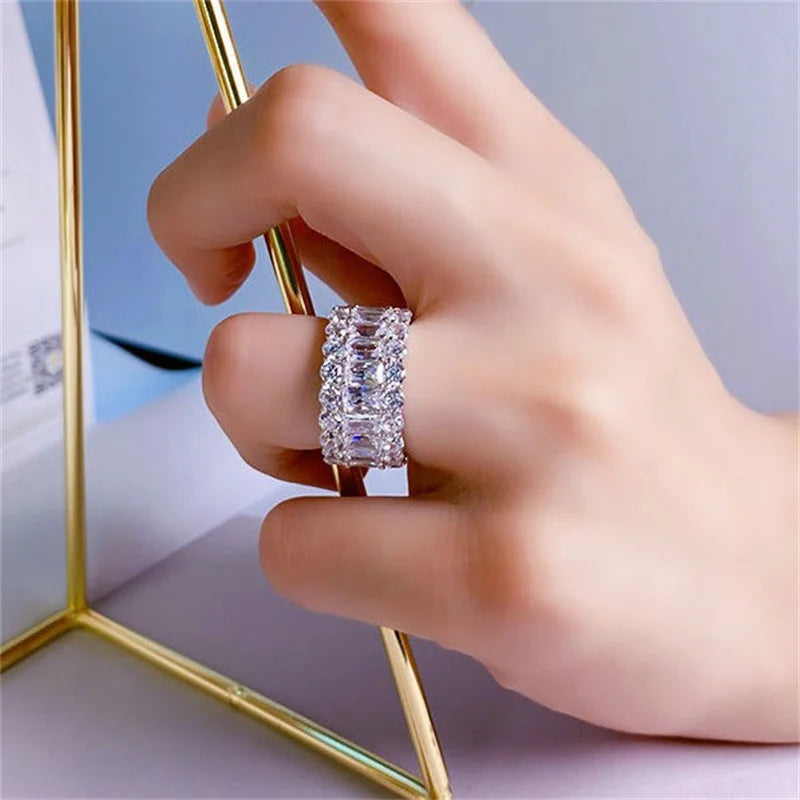 Luxury Pink White Zircon Wheel Rings