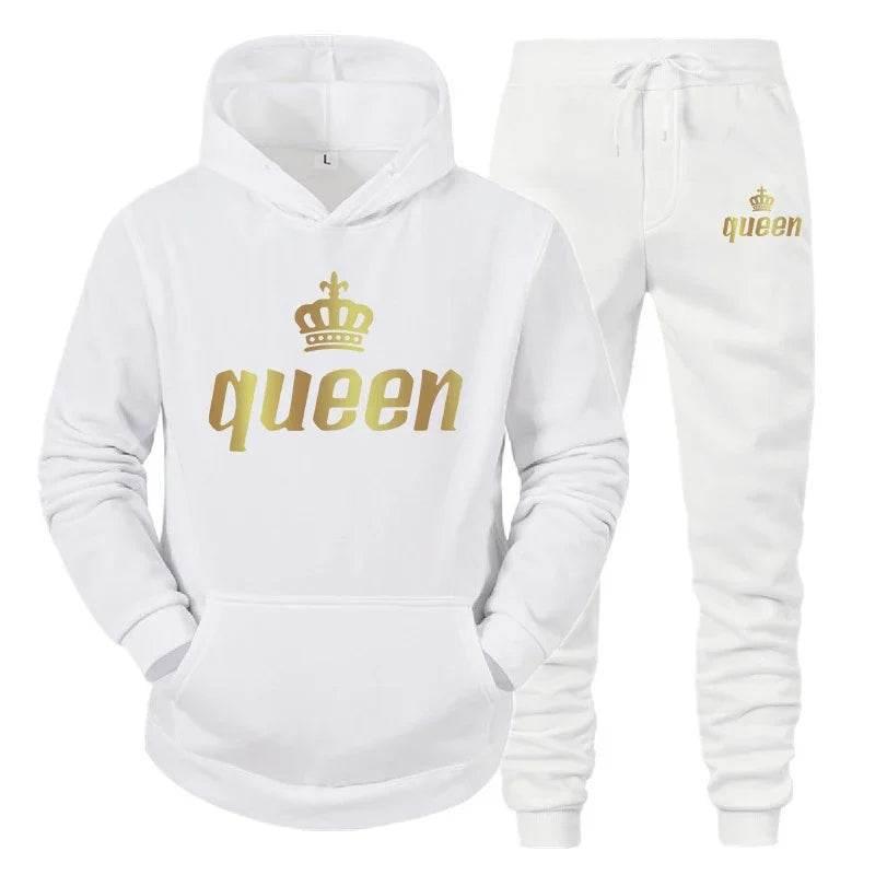 King And Queen Couple Outfit Hoodie and Jogger Pants High Quality Men Women Daily Casual Sport Jogging Suit King Queen Tracksuit - Empire P.E