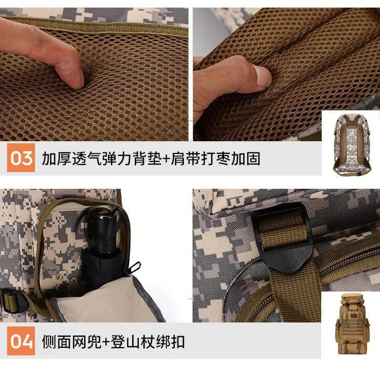 80L Waterproof Molle Camo Tactical Backpack Military Army Hiking Camping Backpack Travel Rucksack Outdoor Sports Climbing Bag - Empire P.E