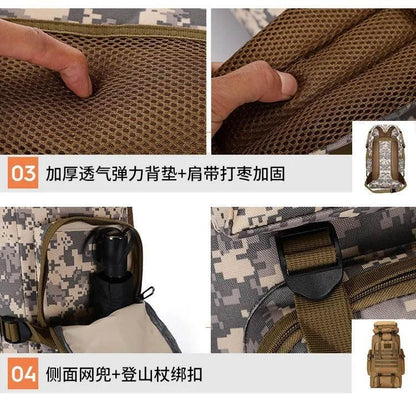 80L Waterproof Molle Camo Tactical Backpack Military Army Hiking Camping Backpack Travel Rucksack Outdoor Sports Climbing Bag - Empire P.E