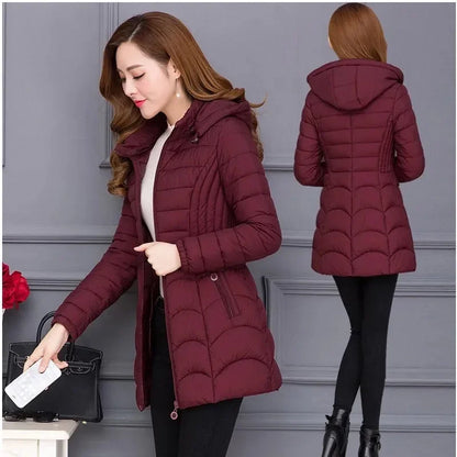 Women's 2024 Slim Down Cotton Hooded Jacket - Empire P.E