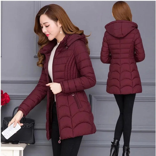 Women's 2024 Slim Down Cotton Hooded Jacket - Empire P.E