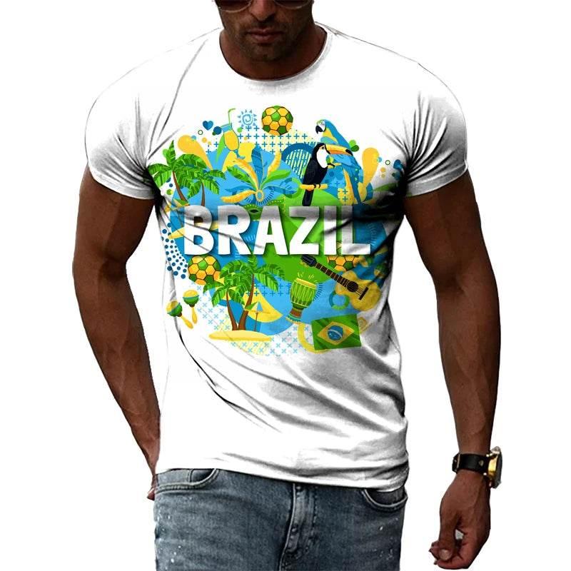 Brazilian Flag 3D Print T-shirts Summer Men Woman Short Sleeve Casual Tees Fashion Streetwear Harajuku T Shirt Kid Tops Clothing - Empire P.E