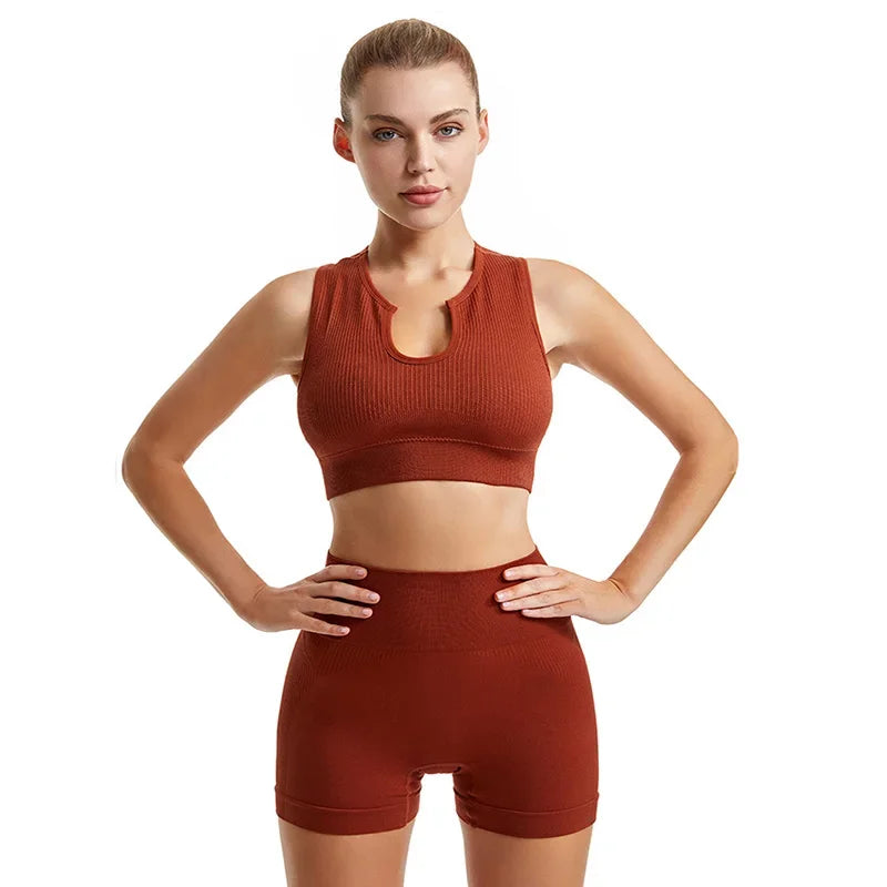 Gym Set Workout Clothes Seamless Leggings Sports Bra Yoga Set - Empire P.E