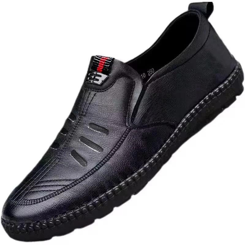 Mens PU Leather Loafers Non Slip Walking Flats - Empire P.E