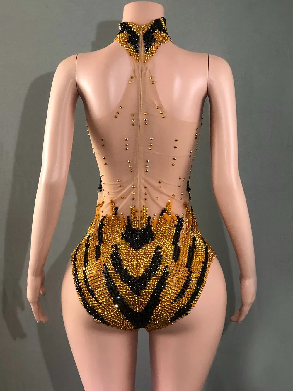 Sparkly Rhinestones Bodysuit for Women Sexy Mesh Costume - Empire P.E