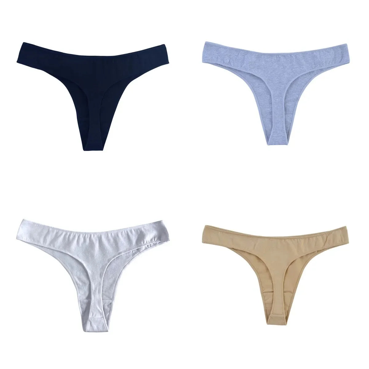 4Pcs/Set Cotton Thongs For Women Low Rise Panties - Empire P.E