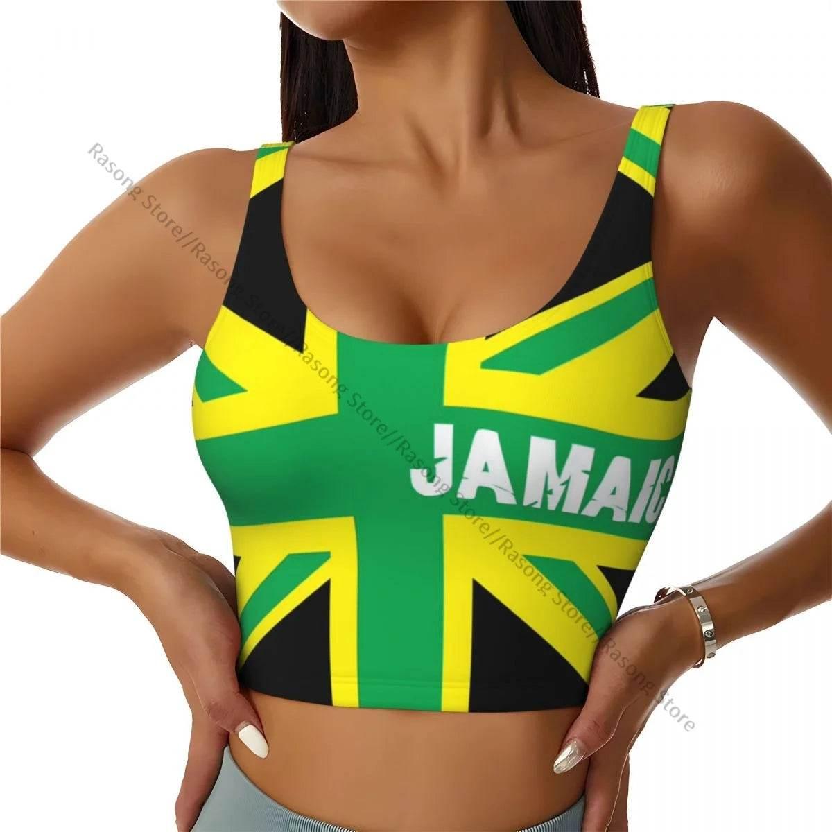 Sports Bra Women Running Yoga Clothes Vest Jamaica Kingdom Flag Gathering Fitness Vest - Empire P.E