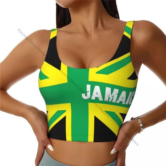 Sports Bra Women Running Yoga Clothes Vest Jamaica Kingdom Flag Gathering Fitness Vest - Empire P.E