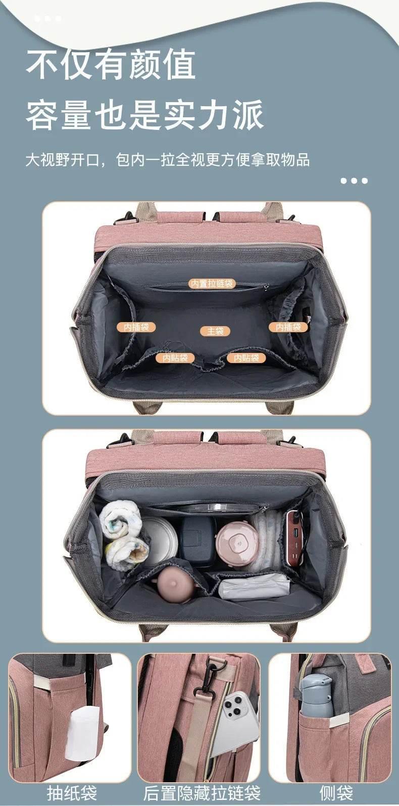 New Multifunctional Mother and Baby Bag Mom Bag Bottle Backpack Folding Sleeping Changing Bag Diaper Backpack - Empire P.E