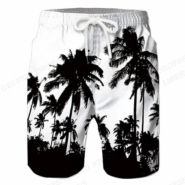 Men's Swimming Coconut Tree 3d Surfing Board Shorts