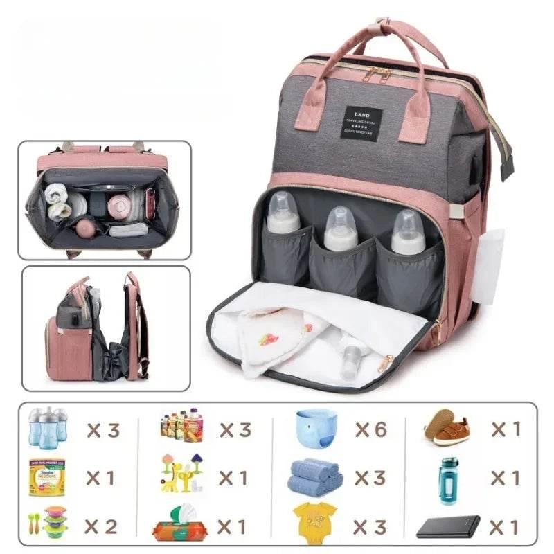 New Multifunctional Mother and Baby Bag Mom Bag Bottle Backpack Folding Sleeping Changing Bag Diaper Backpack - Empire P.E