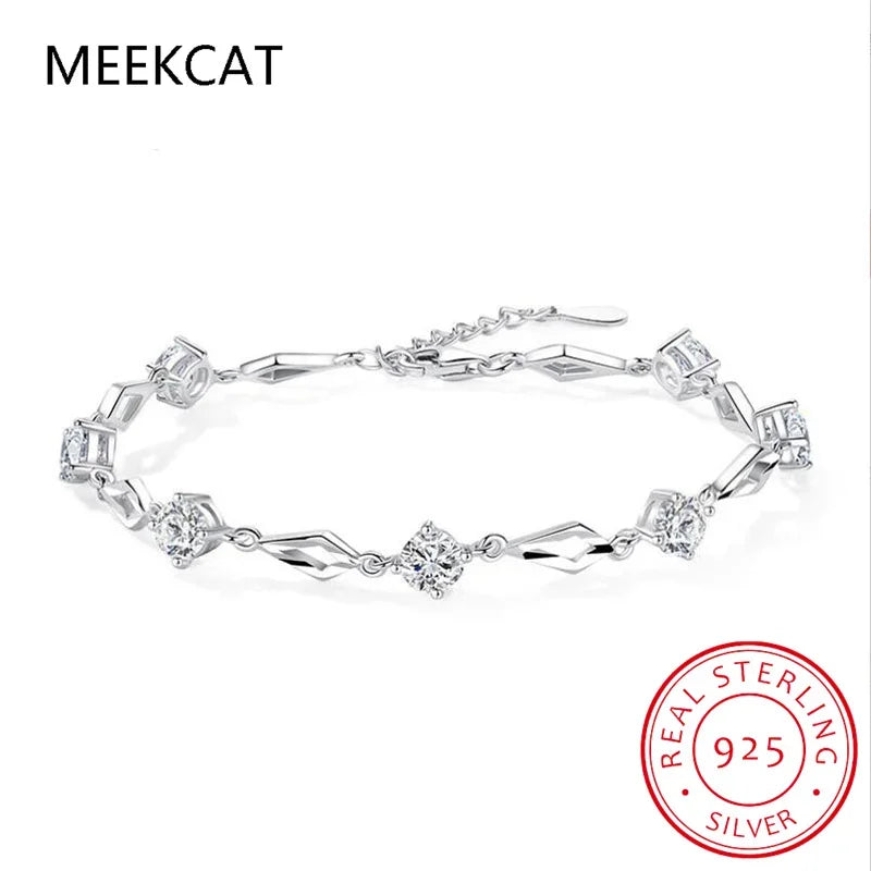Solid 925 Sterling Silver Moissanite Tennis Bracelet for Women - Empire P.E