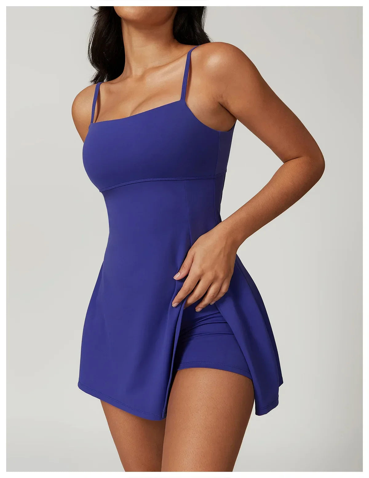 Skinny One-piece Tennis Dress Outdoor Slim-fit Shock-proof Hollow Out Backless Running Fitness Yoga Clothes Tights Tennis Skirt - Empire P.E