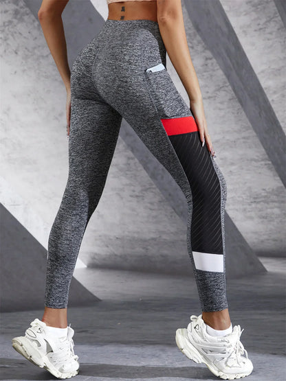 Colorblocked Mesh High Waist Yoga Pants - Empire P.E