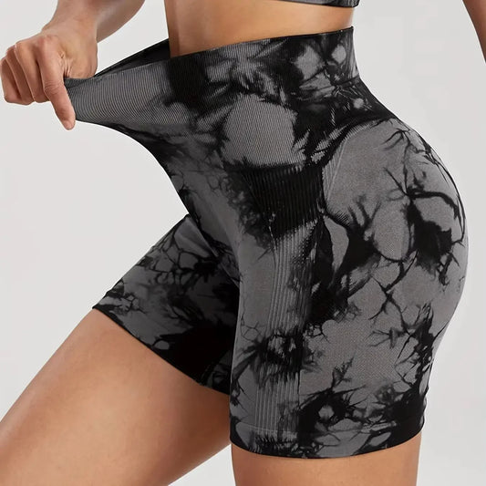 1/2/3/4pcs Women's Tie-Dye Seamless High-Waist Cycling Short Leggings