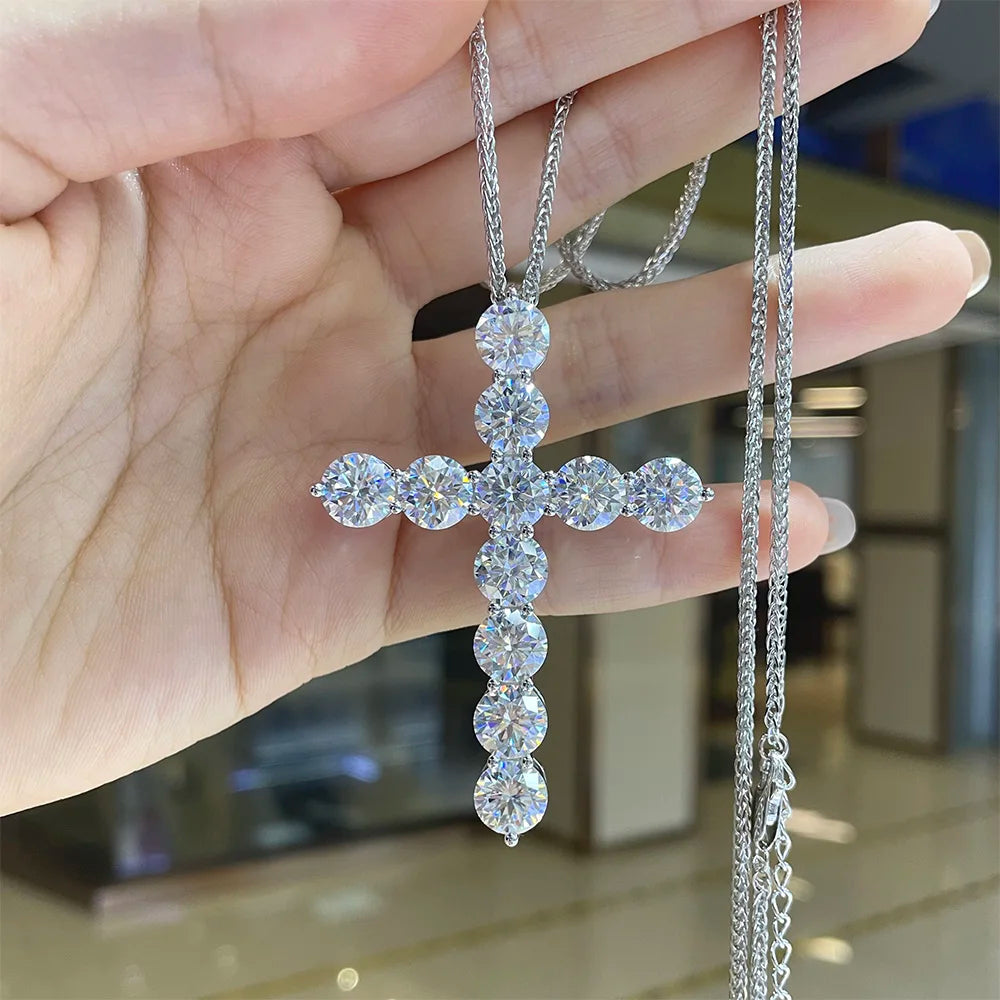 S925 Sterling Silver Plated 18K Lab Diamond Jesus Neck Chain