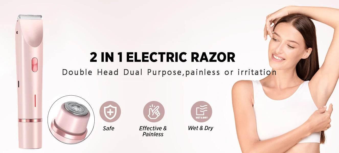 Electric Razor for Women Painless Women Mustache Electric Shaver for Leg Bikini Body Hair Trimmer Facial Epilator Hair Remover - Empire P.E