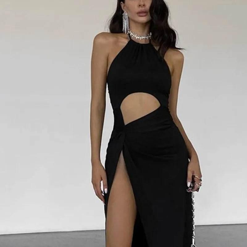 Candyhot Sexy Backless Lace Up Long Dress Elegant Waist Hollow Out High Split Summer Dresses Fashion Prom Y2K Party Women Robe - Empire P.E