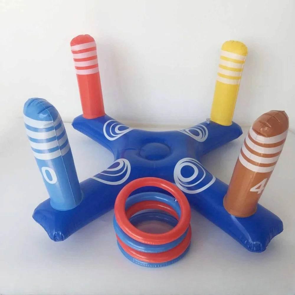 Summer Sport Swimming Inflatable Ring Toss Game Floating Pool Toys for Kids Adult Water Accessories Beach Supplies with 4 Loops - Empire P.E