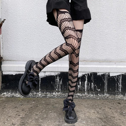 Floral Fishnet Sexy High Waist Open Crotch Lingerie - Empire P.E