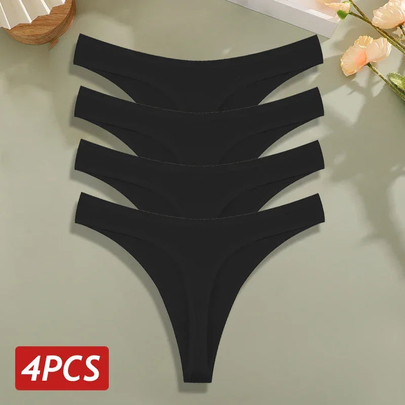 4PCS/Set Cotton Panties for Women Sexy Low Rise G-String Thongs - Empire P.E