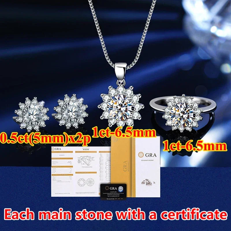 Moissanite Rings For Women Round Cut, Earrings Luxury Copper Trend, Moissanite Necklace Pendant - Empire P.E