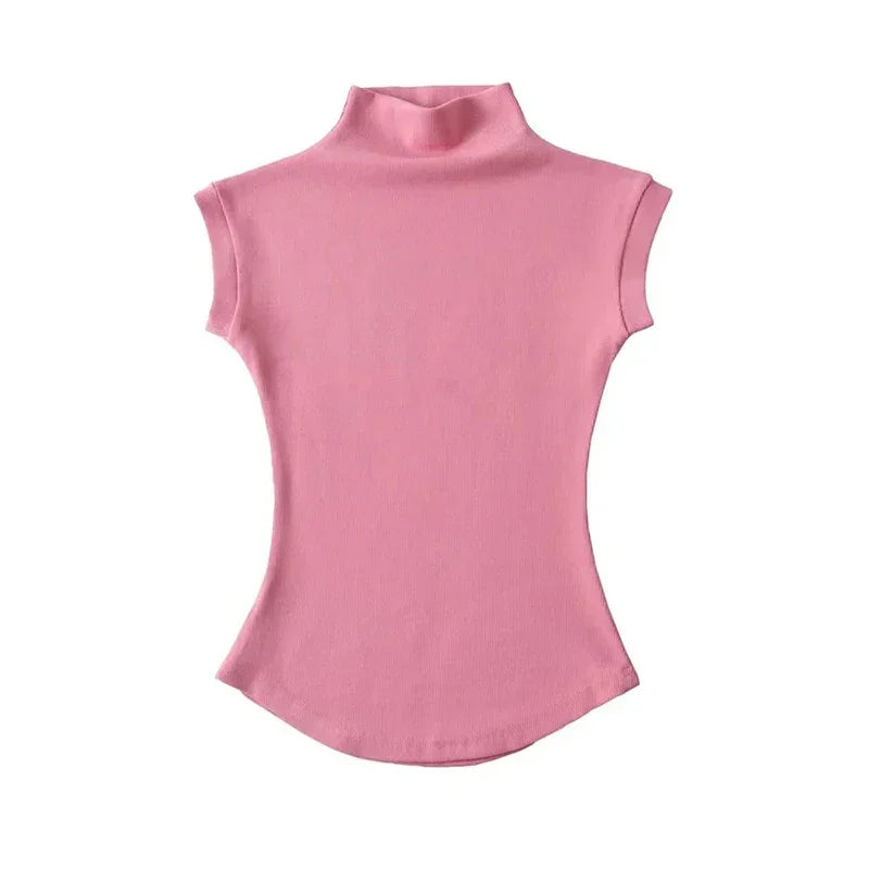 Women Summer Sexy Turtleneck Sleeveless T-Shirts - Empire P.E