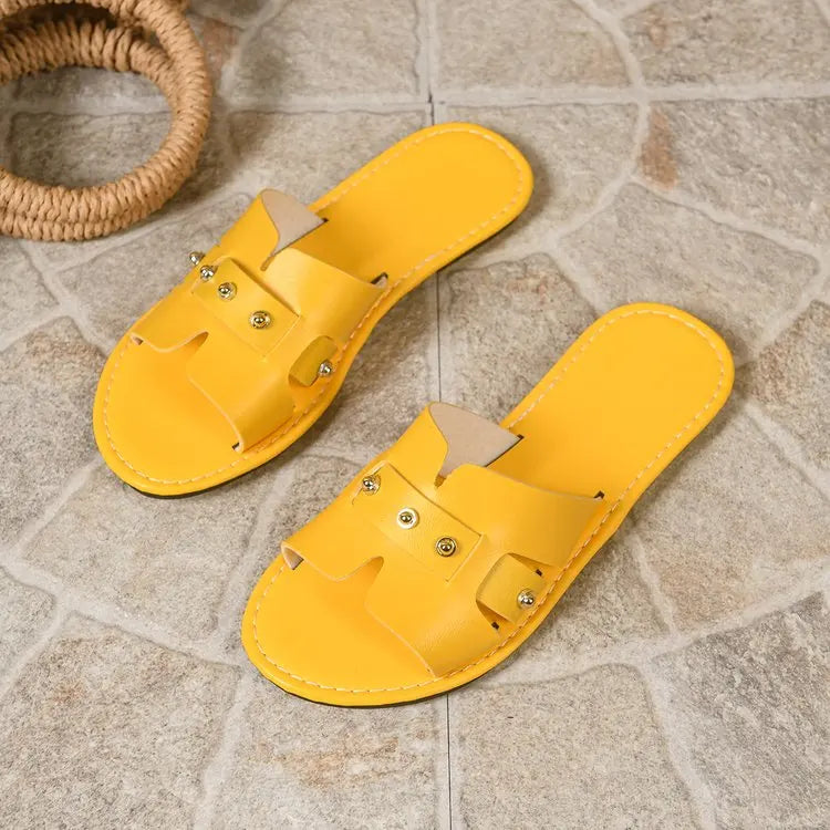 Summer New Women's Flat Bottomed Open Toed Slippers