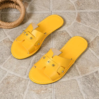 Summer New Women's Flat Bottomed Open Toed Slippers