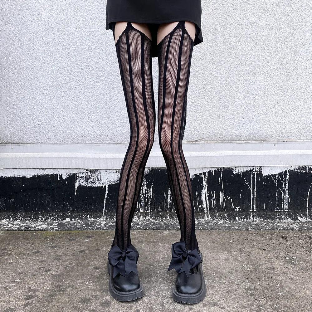 Floral Fishnet Sexy High Waist Open Crotch Lingerie - Empire P.E