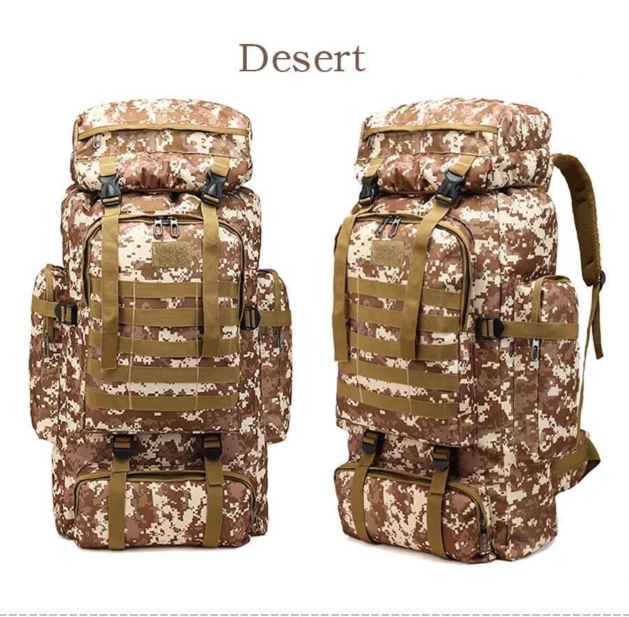 80L Waterproof Molle Camo Tactical Backpack Military Army Hiking Camping Backpack Travel Rucksack Outdoor Sports Climbing Bag - Empire P.E