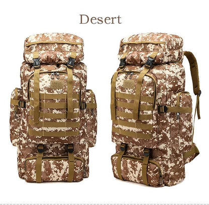 80L Waterproof Molle Camo Tactical Backpack Military Army Hiking Camping Backpack Travel Rucksack Outdoor Sports Climbing Bag - Empire P.E