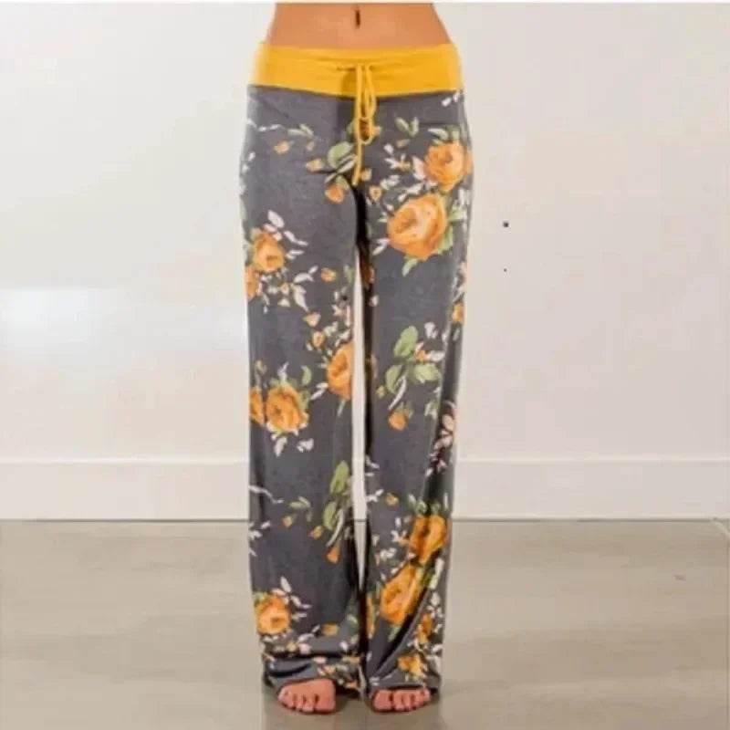 Plus Size L-8XL Fashion Women Casual Loose Stretch Printing Long Wide Leg Yoga Pants Drawstring Lounge Pants Pajama Pants - Empire P.E