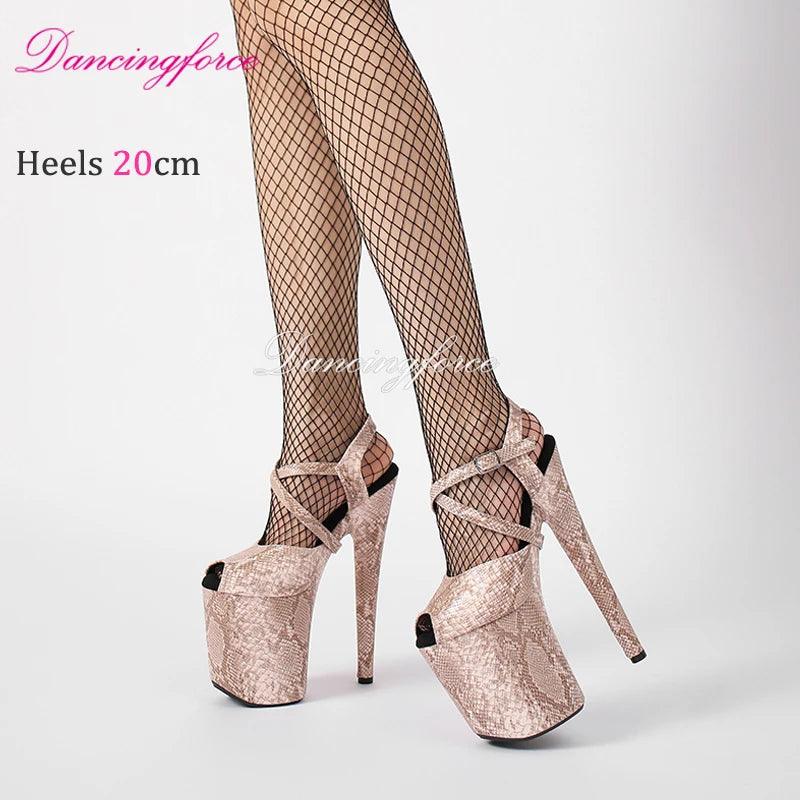 20CM/8inches Snake Print Stripper Pole Dance Shoes - Empire P.E