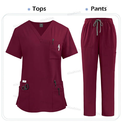 Women's Short Sleeve Tops+Pants Scrub Set - Empire P.E