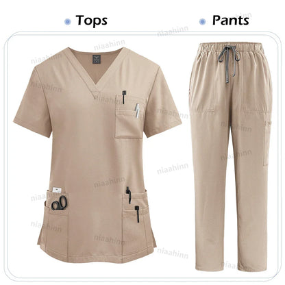 Women's Short Sleeve Tops+Pants Scrub Set - Empire P.E