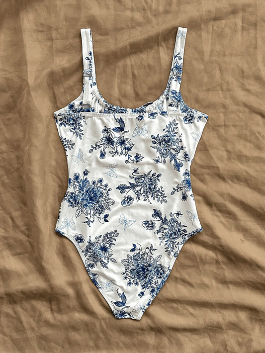 sexy blue and white printed halter jumpsuit - Empire P.E