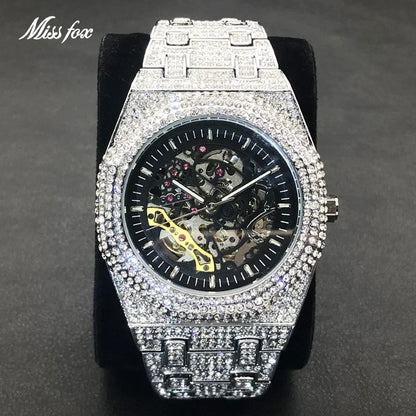 Men's Luxury Full Ice Out  Hip Hop Tourbillon Watches