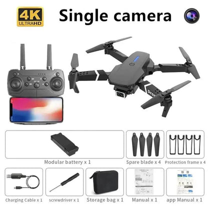 Professional Drone E88 4K Wide-Angle HD 1080P Camera WiFi FPV Height Hold Foldable RC Drone Quadrotor Helicopter Children's Toys - Empire P.E