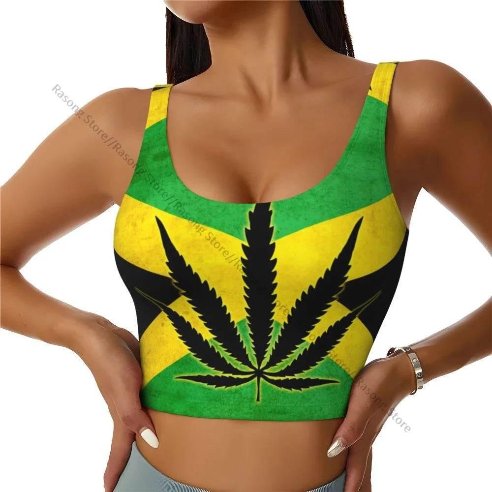 Sports Bra Women Running Yoga Clothes Vest Jamaica Kingdom Flag Gathering Fitness Vest - Empire P.E