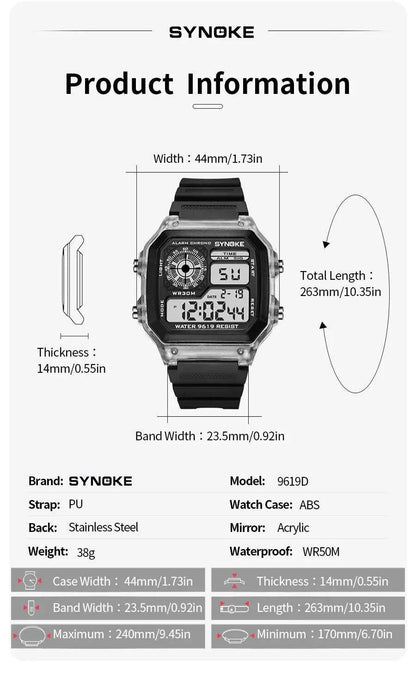 SYNOKE Digital Watches Men Sports Luminous Multifunction Waterproof Women Wristwatch Outdoor and Running Student Seven Lights - Empire P.E