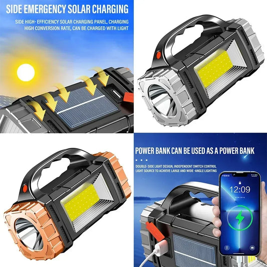 2024 Powerful LED Flashlight USB+Solar Rechargeable Flashlight - Empire P.E