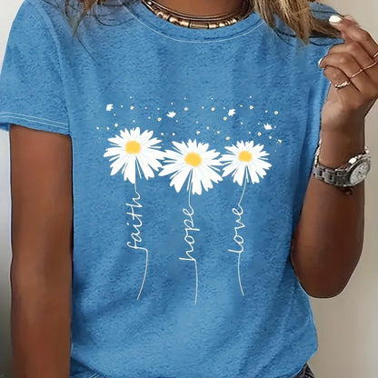 2024 New Women's Flower Print Party T-shirt