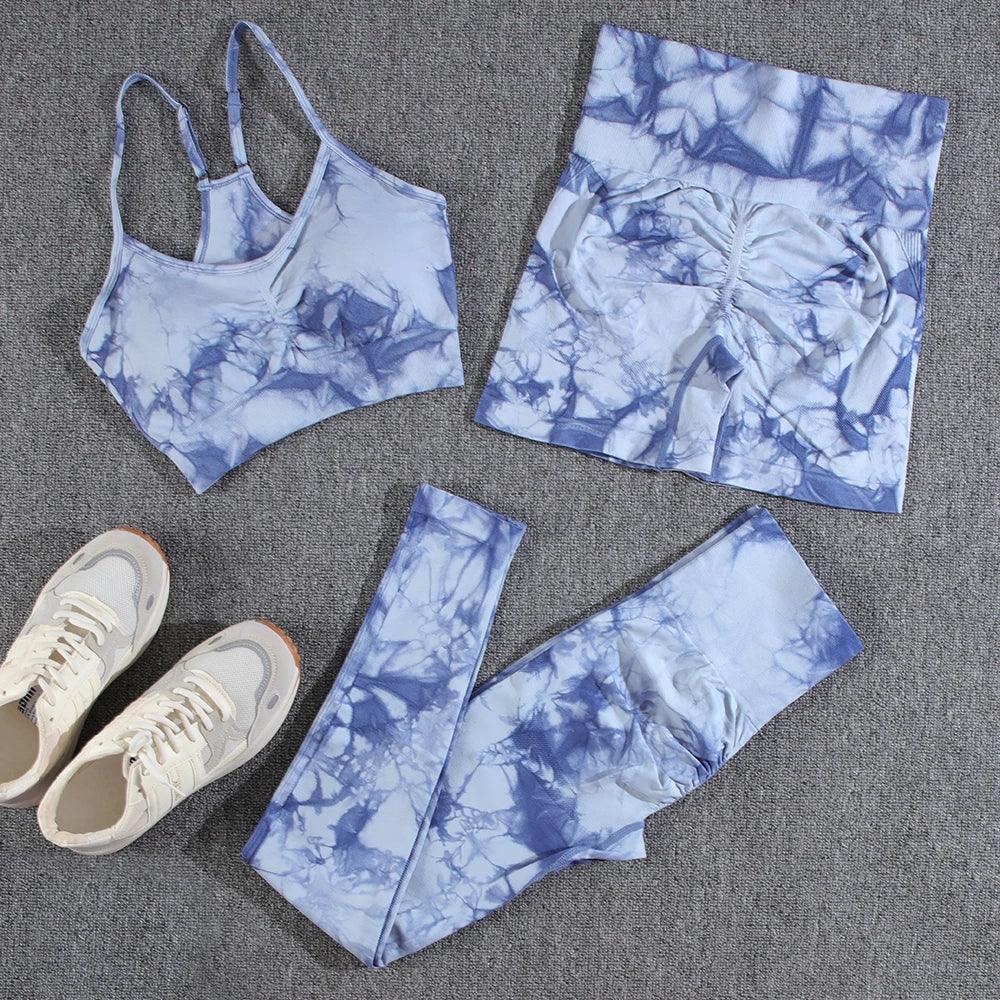 1/2/3/PCS Tie Dye  Seamless Women Pants Sets