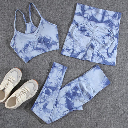 1/2/3/PCS Tie Dye  Seamless Women Pants Sets